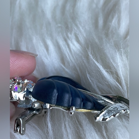 Rare Vintage 1960s AB Rhinestone & Thermoset Flower Brooch Unsigned Lisner - Picture 6 of 8